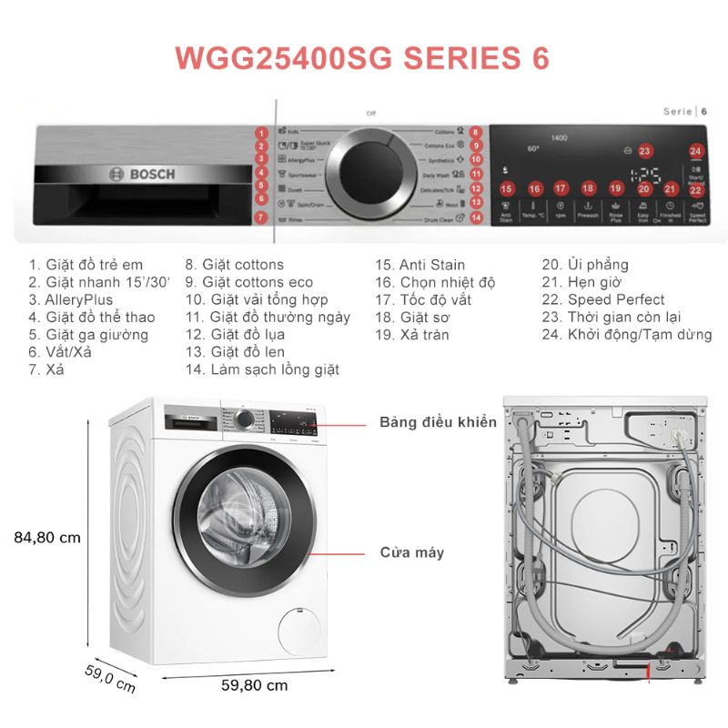 Máy giặt cửa trước Bosch 10kg WGG25400SG