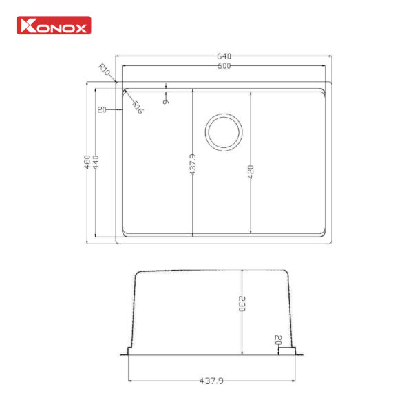 CHẬU RỬA BÁT KONOX BỀ MẶT MỊN TARI 6448SM