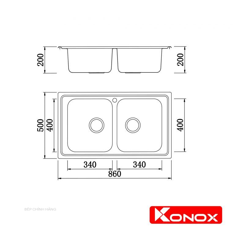 Chậu rửa Konox Premium KS8650 2B