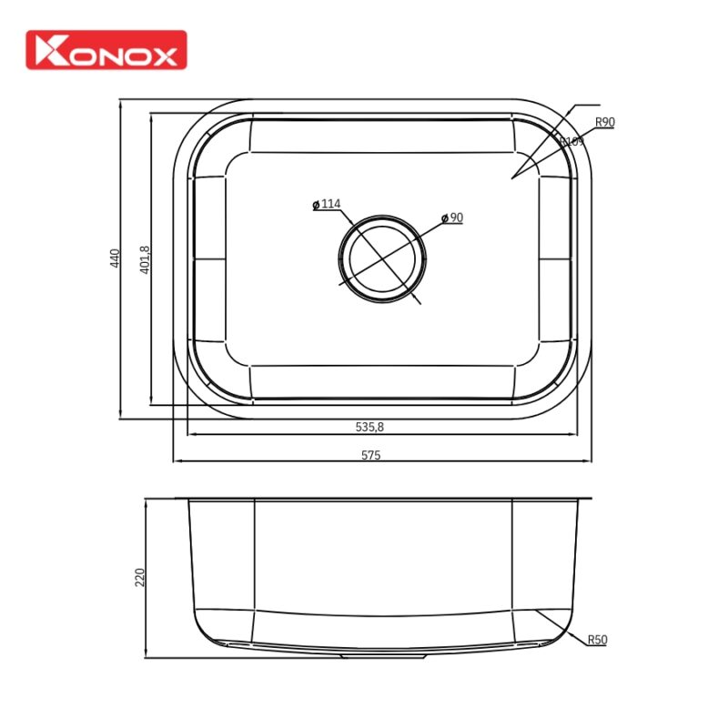 CHẬU RỬA BÁT KONOX BỀ MẶT MỊN TARI 5744SM