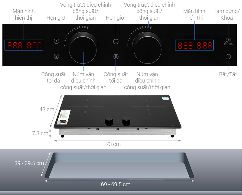 Bếp từ đôi âm Comfee CIH-52DIU