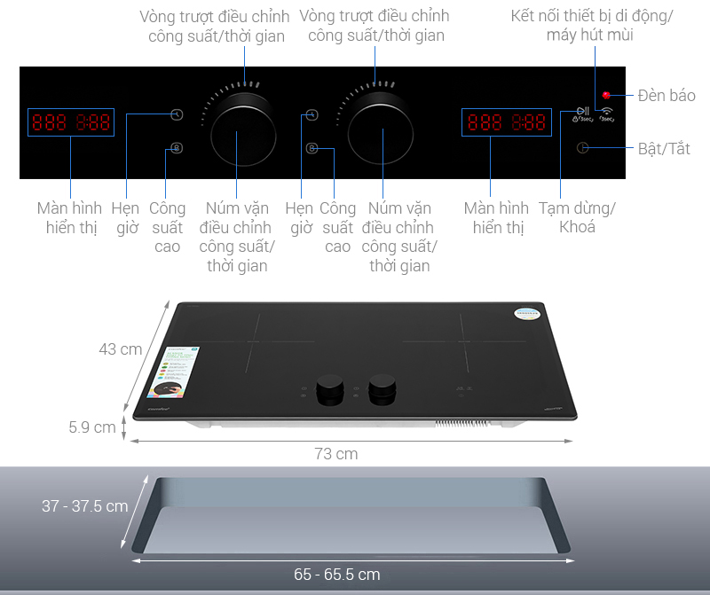 Bếp từ đôi âm Comfee CIH-55DSU