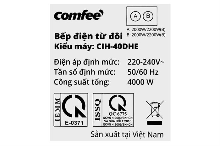 Bếp từ đôi âm Comfee CIH-40DHE