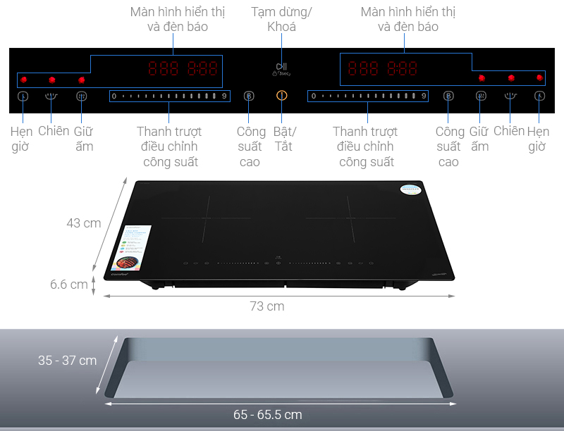 Bếp từ đôi âm Comfee CIH-40DHE
