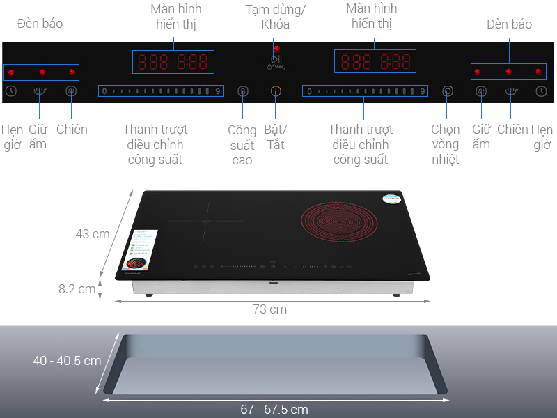Bếp từ hồng ngoại âm Comfee CMH-40DHP