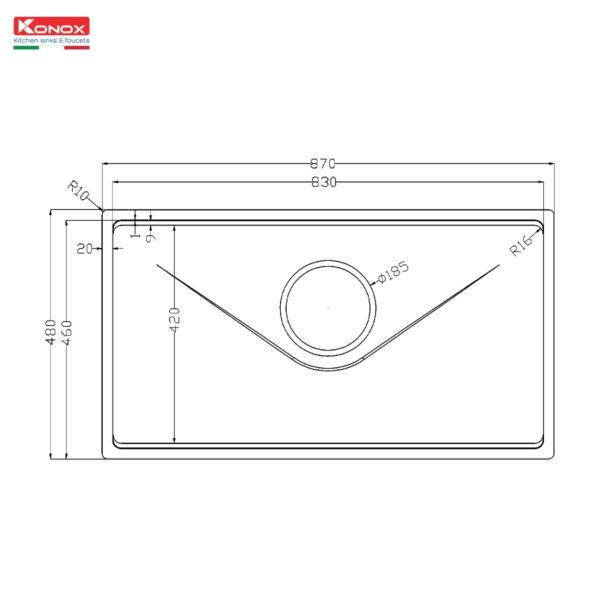 CHẬU RỬA BÁT KONOX BỀ MẶT MỊN TARI 8748SM