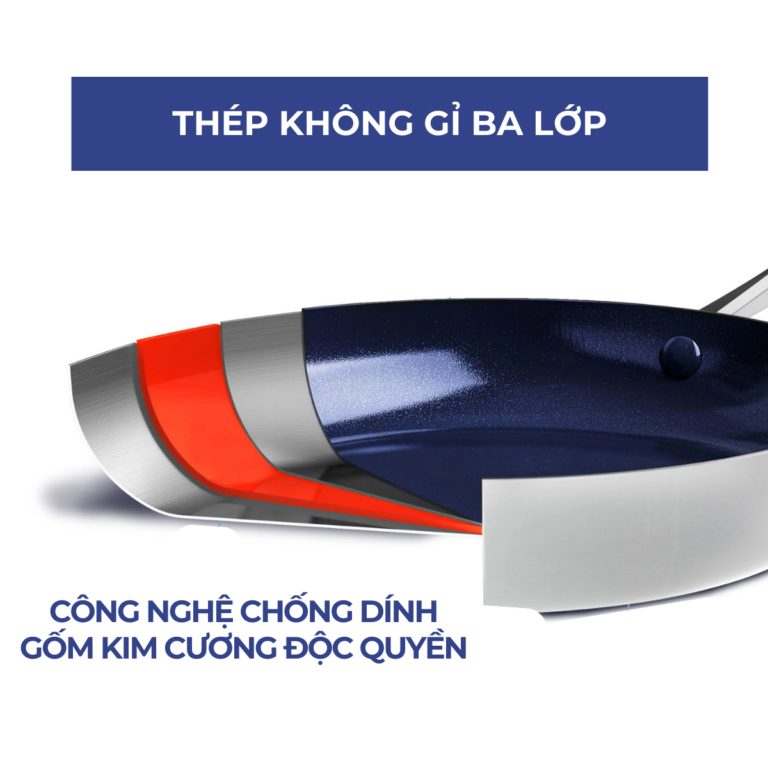 CHẢO XÀO CHỐNG DÍNH SÂU LÒNG PHỦ TINH THỂ KIM CƯƠNG CAO CẤP BLUE DIAMOND 28CM CÓ NẮP KÍNH