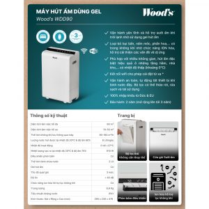 Máy hút ẩm kèm lọc không khí Wood’s WDD90