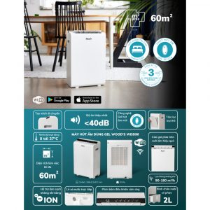 Máy hút ẩm kèm lọc không khí Wood’s WDD90
